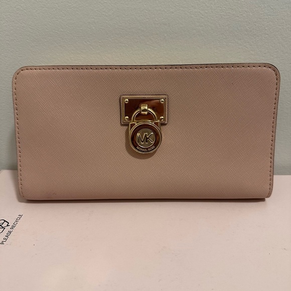 Michael Kors Handbags - Michael Kors Pink Leather Wallet with Gold Clasp